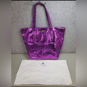 Kate Spade NY Metallic Purple Faux Snake Tote Bag